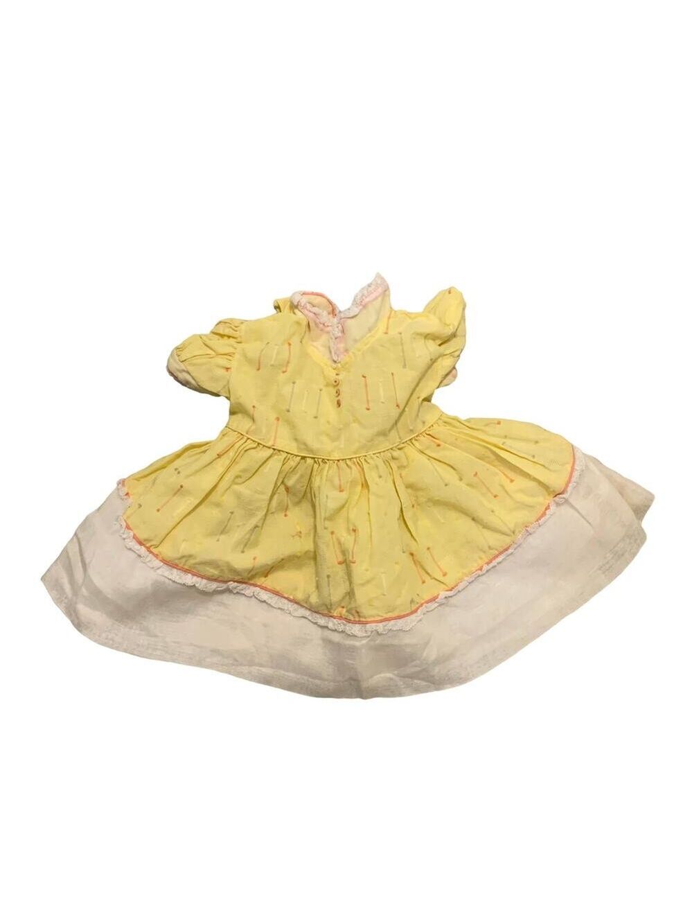 Burdee Toddlette Vintage 1950's Embroidered Ruffle Neck Easter Dress Yellow